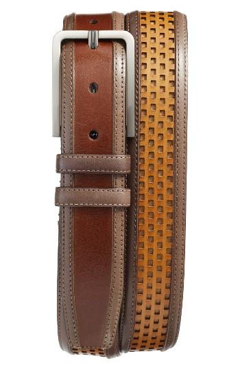 Men's Mezlan Palma Leather Belt - Cognac Multi