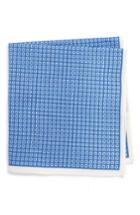 Men's Calibrate Geometric Cotton & Silk Pocket Square, Size - Blue