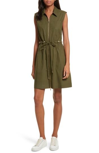 Women's Derek Lam 10 Crosby Zip Front Tunic Dress - Green