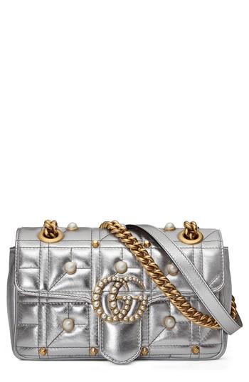 Gucci Mini Gg Marmont 2.0 Imitation Pearl Logo Matelasse Leather Shoulder Bag -