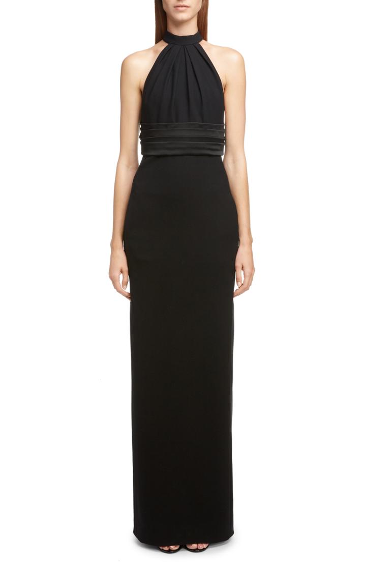 Women's Saint Laurent Wool Halter Gown Us / 38 Fr - Black