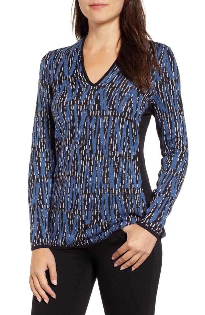 Women's Oscar De La Renta Sequin Leaf Wool Cardigan
