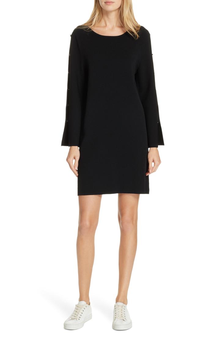 Women's Milly Button Sleeve Shift Dress, Size - Black