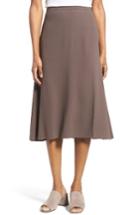 Women's Eileen Fisher Silk A-line Faux Wrap Skirt, Size - Brown