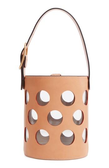 Tory Burch Perforated Leather Bucket Bag - Beige