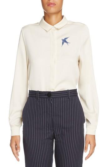 Women's J.w.anderson Swallow Emboidered Blouse Us / 6 Uk - Ivory