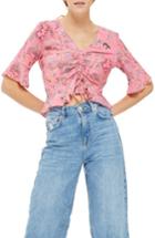 Women's Topshop Ruby Magical Leopard Ruched Blouse Us (fits Like 0-2) - Pink