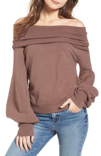 Women's Treasure & Bond X Something Navy Off The Shoulder Sweater - Brown