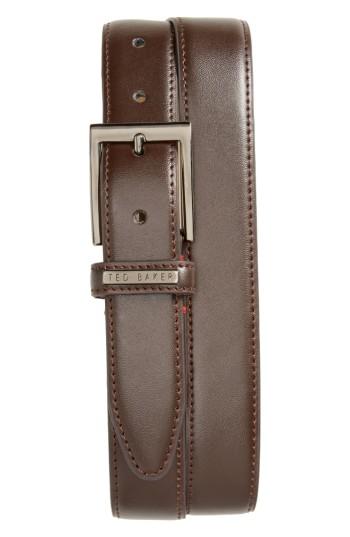 Men's Ted Baker London Lizwiz Leather Belt - Chocolate