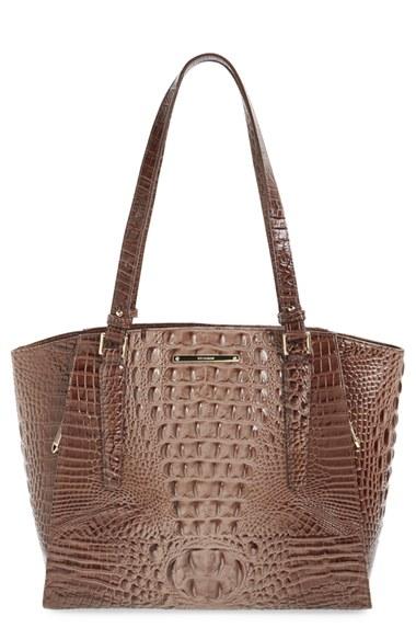Brahmin 'paris' Croc Embossed Leather Tote - Brown