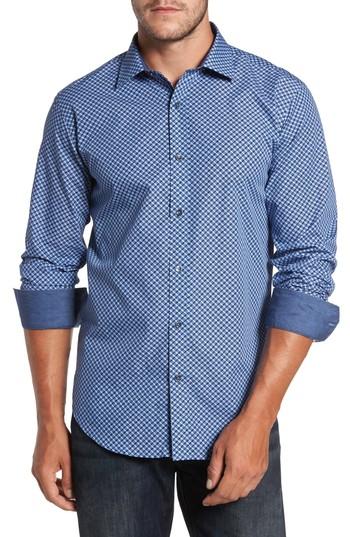 Men's Bugatchi Trim Fit Dot Print Sport Shirt