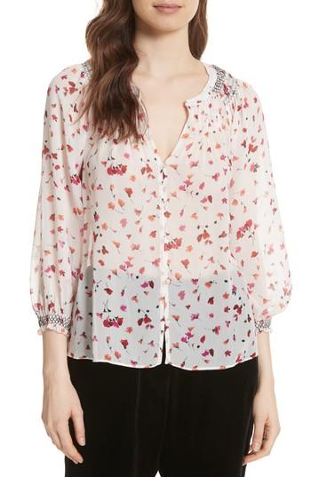 Women's Joie Gontilda Floral Silk Blouse, Size - White