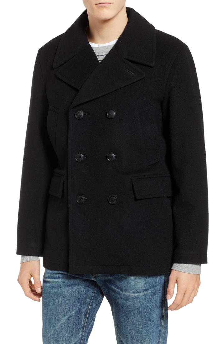 Men's Pendleton Maritime Wool Blend Peacoat - Black