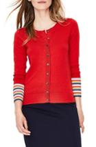 Women's Boden Cassandra Stripe Detail Cotton & Wool Cardigan - Red