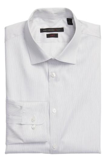 Men's John Varvatos Star Usa Slim Fit Stripe Stretch Dress Shirt L - Grey