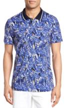 Men's Ted Baker London Legolf Leaf Print Golf Polo (m) - Blue