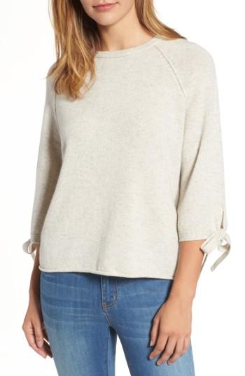 Women's Velvet By Graham & Spencer Cashmere Tie Sleeve Sweater - Ivory