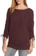 Women's Gibson Tie Sleeve Fleece Top - Burgundy