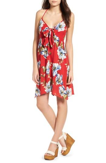 Women's Band Of Gypsies Blue Moon Floral Print Dress - Red