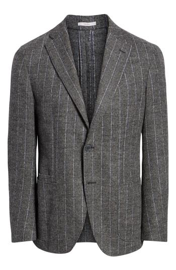 Men's Luciano Barbera Trim Fit Stripe Alpaca Blend Sport Coat Us / 52 Eu - Grey
