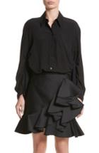 Women's Stella Mccartney Cutaway Silk Blouse Us / 44 It - Black