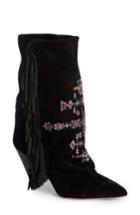 Women's Isabel Marant Lesten Embroidered Fringe Boot Us / 36eu - Black