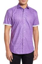 Men's Bugatchi Freehand Shaped Fit Sport Shirt, Size - Purple
