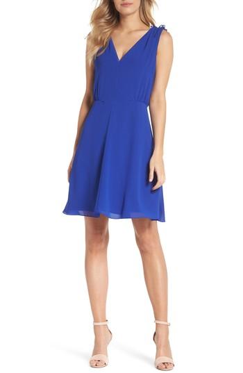 Women's Vince Camuto Souffle V-neck Chiffon Dress - Blue
