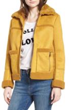 Women's Sam Edelman Faux Shearling Zip Front Jacket - Yellow