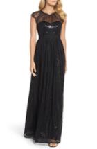 Women's Adrianna Papell Sequin Chantilly Lace Gown - Black