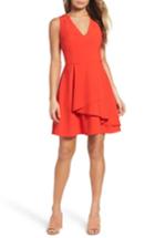 Women's Adelyn Rae Asymmetrical Crepe Fit & Flare Dress - Red