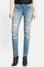 Women's Saint Laurent Destroyed Skinny Jeans - Blue