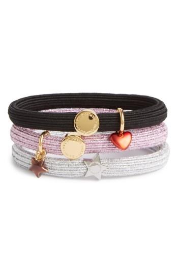 Marc Jacobs Set Of 3 Heart & Star Charm Ponytail Holders, Size - Pink