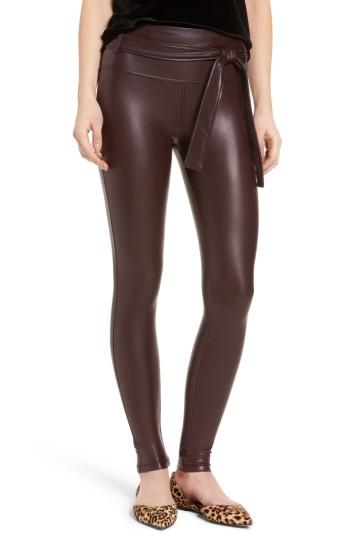 Women's David Lerner Elliot High Waist Faux Leather Leggings - Burgundy
