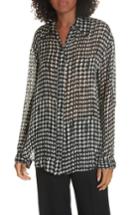 Women's Theory Broken Oval Silk Blend Blouse, Size - Black