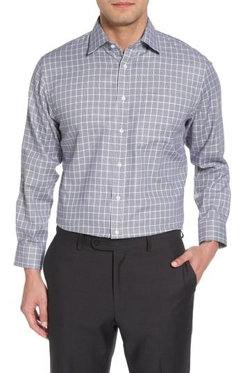 Men's Nordstrom Men's Shop Traditional Fit Non-iron Check Dress Shirt 32/33 - Black