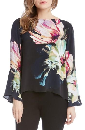 Women's Karen Kane Bell Sleeve Floral Top - Purple
