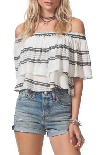 Women's Rip Curl Soulmate Off The Shoulder Ruffle Top - White