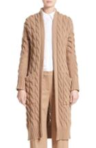 Women's Max Mara Violino Cable Knit Wool & Cashmere Cardigan - Brown