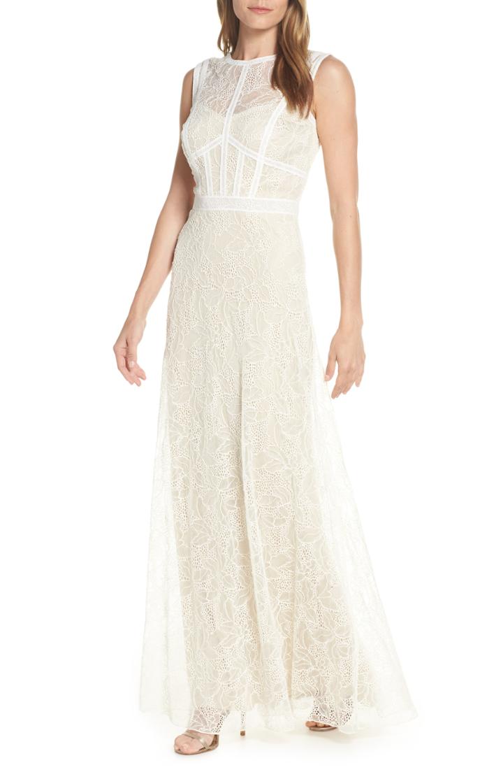 Women's Tadashi Shoji Lace Evening Dress - Ivory