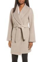 Women's Tahari Gabrielle Wool Blend Long Wrap Coat - Beige
