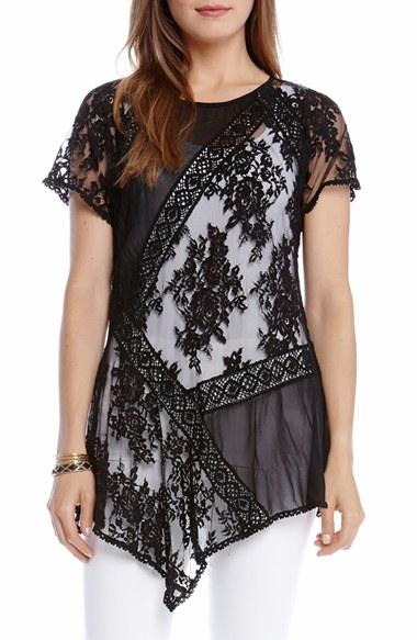 Women's Karen Kane Mix Lace Panel Top