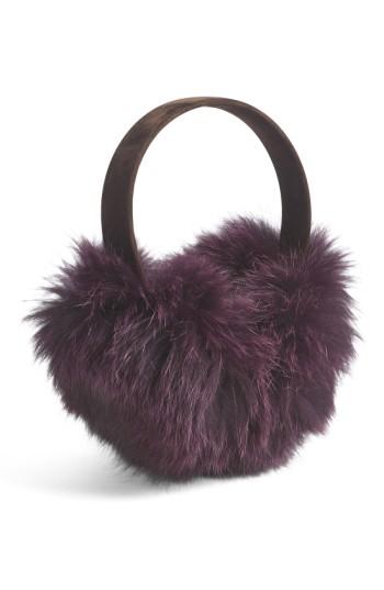 Women's Kyi Kyi Genuine Fox Fur Earmuffs - Burgundy