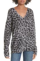 Women's Equipment Dee Leopard Print Cashmere Sweater, Size - Grey