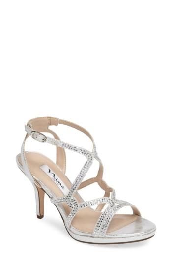Women's Nina Varsha Crystal Embellished Evening Sandal .5 M - Metallic