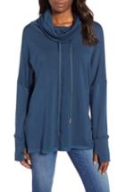 Women's Caslon Off-duty Funnel Neck Sweatshirt, Size - Blue/green