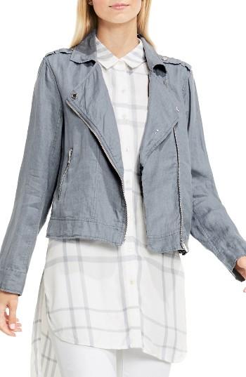 Women's Two By Vince Camuto Drapey Linen Moto Jacket - Grey