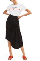 Women's Topshop Ruched Drape Midi Skirt Us (fits Like 0) - Black