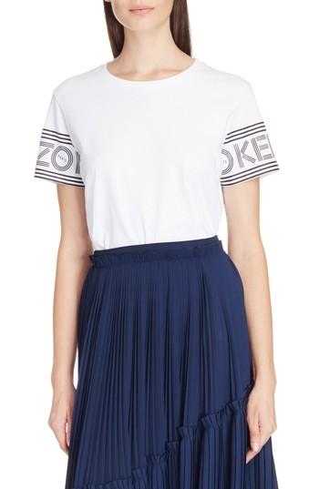 Women's Kenzo Sport Logo Sleeve Tee - White