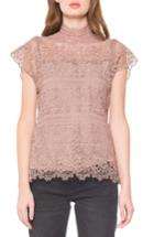 Women's Willow & Clay Lace Mock Neck Top, Size - Purple